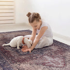 4x6 Low-Pile Non-Slip Non-Shedding Washable Area Rug, Kid and Pet Friendly, Foldable for Living Room, Bedroom, Kitchen, Dining Room, Burgundy