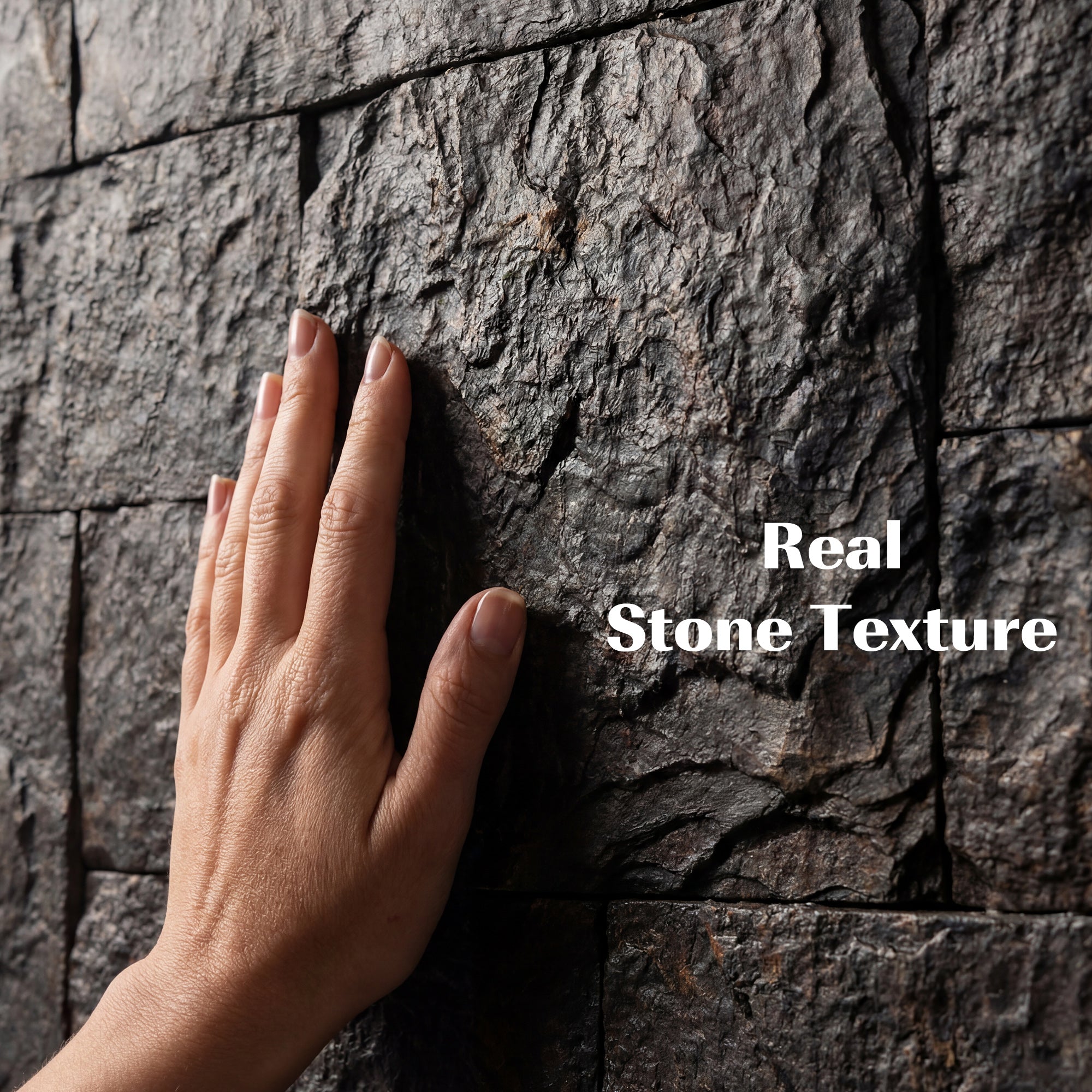8-Pack 3D Faux Stone Wall Panels, Lightweight Polyurethane Panels for Interior and Exterior Accent Walls, Black