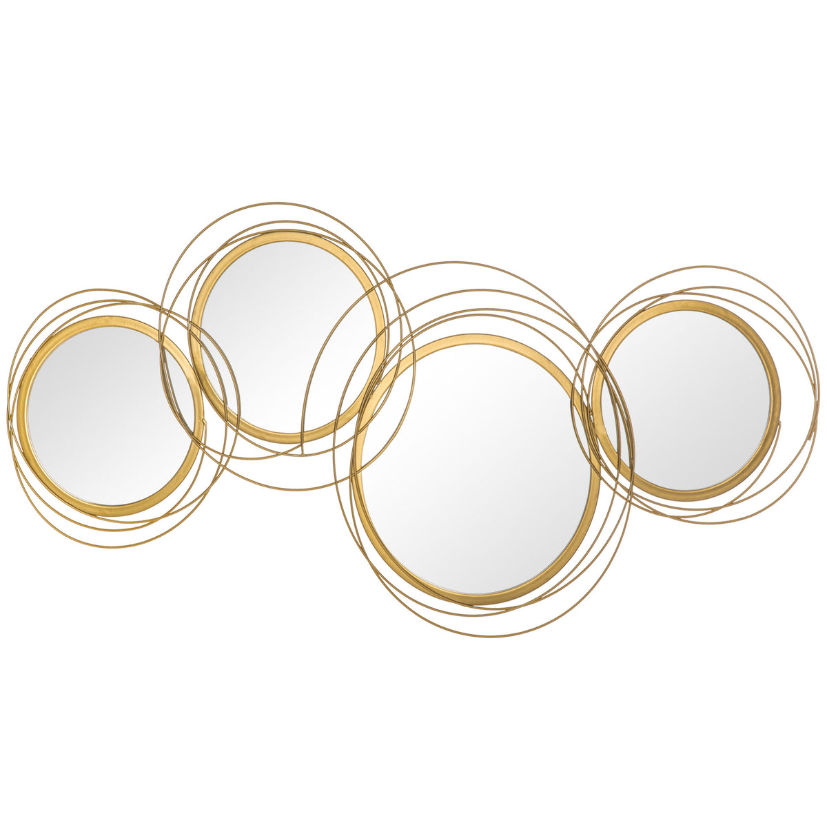 42.25" Circle Mirror for Wall, Modern Metal Wall Art for Living Room, Bedroom and Dining Room, Gold