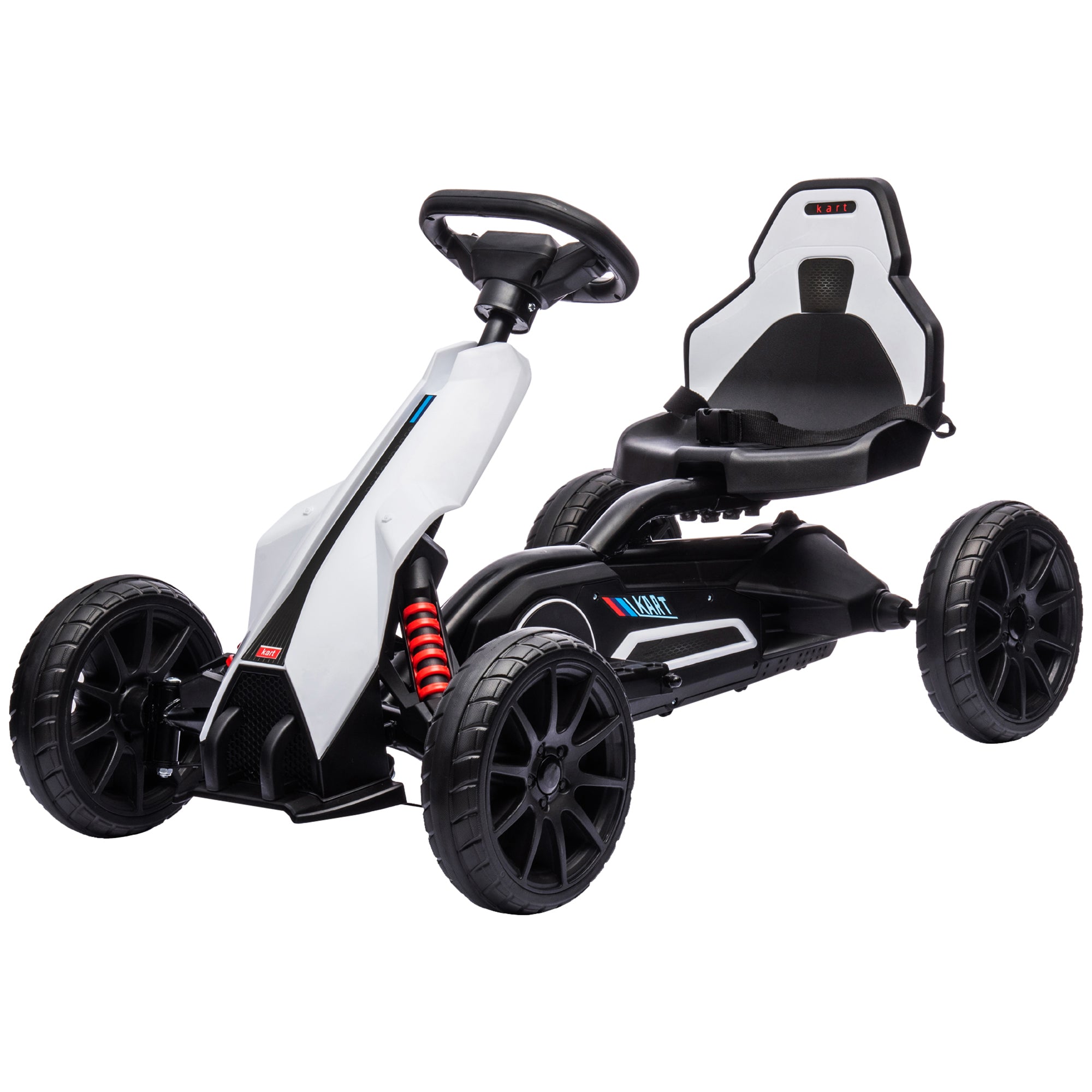 12V Electric Go Kart for Kids, Ride On Toy with EVA Tires, 2 Speeds, Adjustable Seat, Safety Belt for 3-8 Years, White