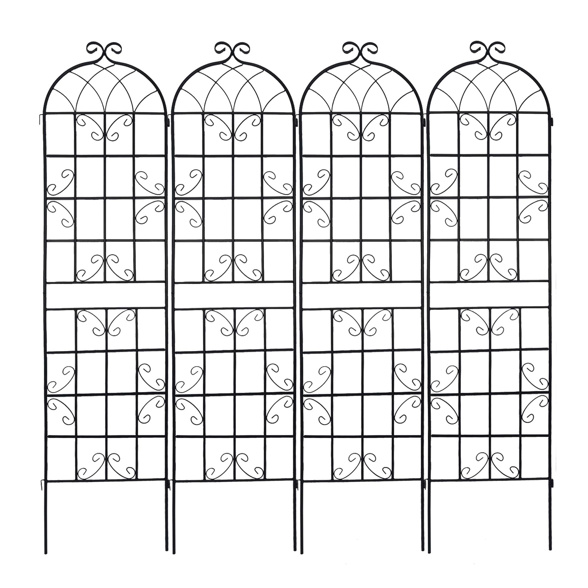 4 Pack Metal Garden Trellis with Galvanized Tube, Easy Assembly, Rustproof Climbing Plant Support, 80" L x 87" H, Black