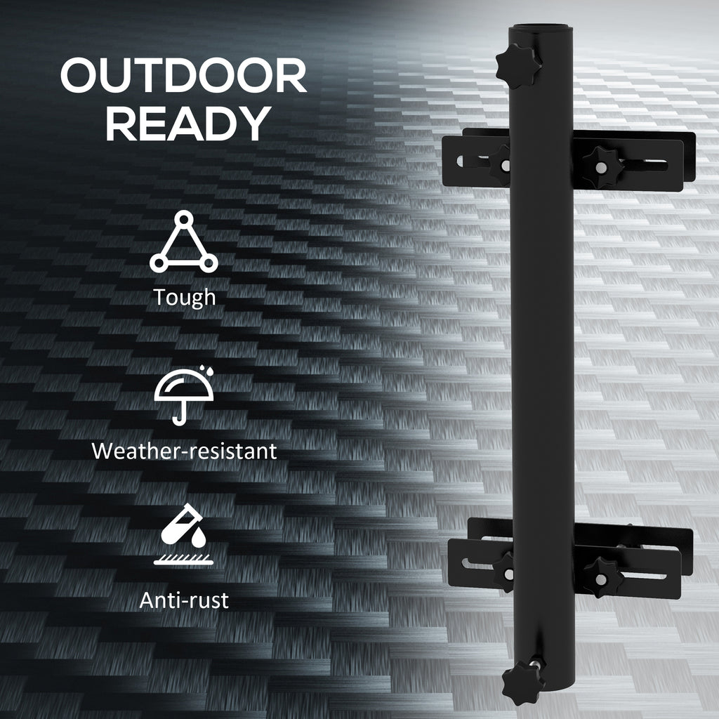 Patio Umbrella Holder Stand for Deck Railing, Umbrella Deck Mount Bracket with Adjustable Clamps, Black