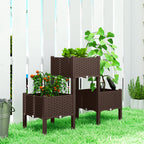 Plastic Raised Garden Bed with Legs, Self Watering Elevated Planter Boxes with Drainage Holes and Plugs, Easy Assembly