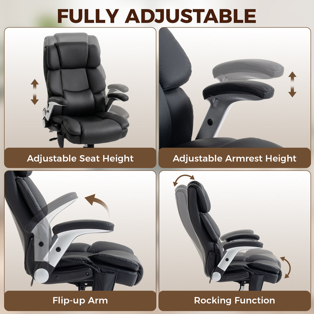 Ergonomic Office Chair with Inflatable Adjustable Lumbar Support, 400 Lbs Heavy Duty High Back Desk Chair, Black