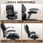 Ergonomic Office Chair with Inflatable Adjustable Lumbar Support, 400 Lbs Heavy Duty High Back Desk Chair, Black