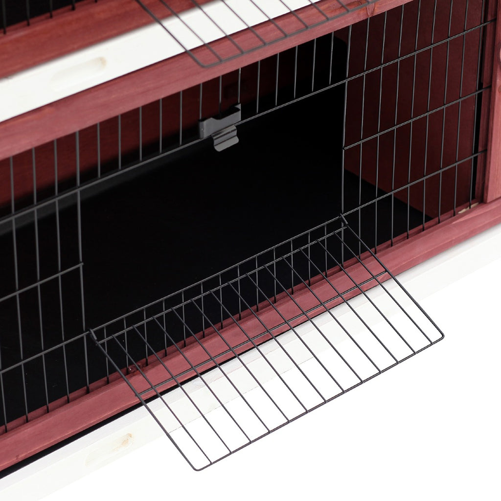 54" 2-Story Weatherproof Stackable Elevated Wooden Rabbit Hutch with Enclosed Run and Pull-Out Trays