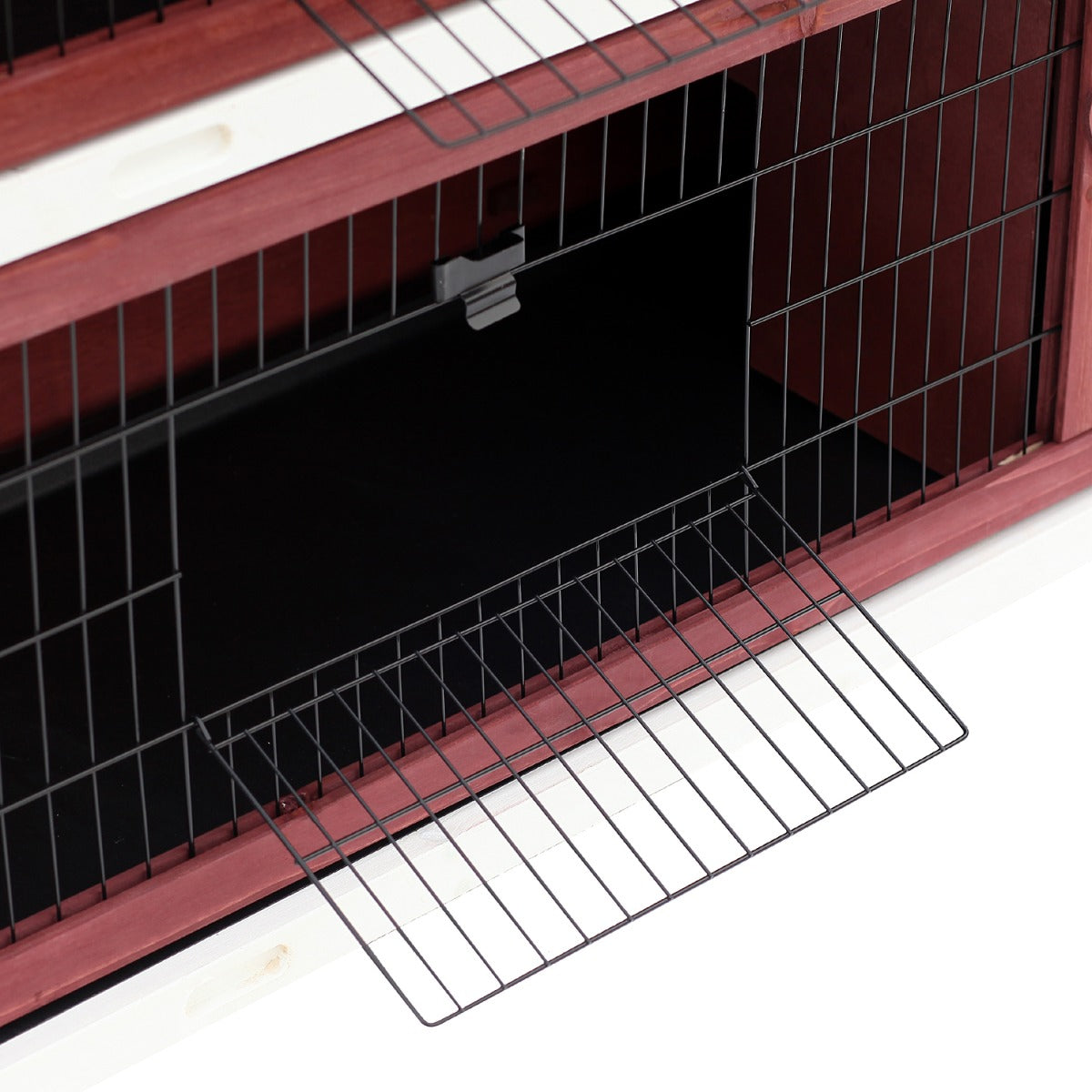 54" 2-Story Weatherproof Stackable Elevated Wooden Rabbit Hutch with Enclosed Run and Pull-Out Trays