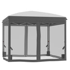 10' x 10' Pop Up Canopy Tent with Netting, Instant Sun Shelter, Tents for Parties, Height Adjustable, with Wheeled Carry Bag and 4 Sand Bags for Outdoor, Garden, Patio, Gray