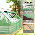 8.6 x 3 x 1ft Metal Planter Box with Mini Greenhouse, Galvanized Raised Garden Bed with Cover for Herbs and Vegetables, Small Greenhouse for Patio Garden Balcony, Green and Silver