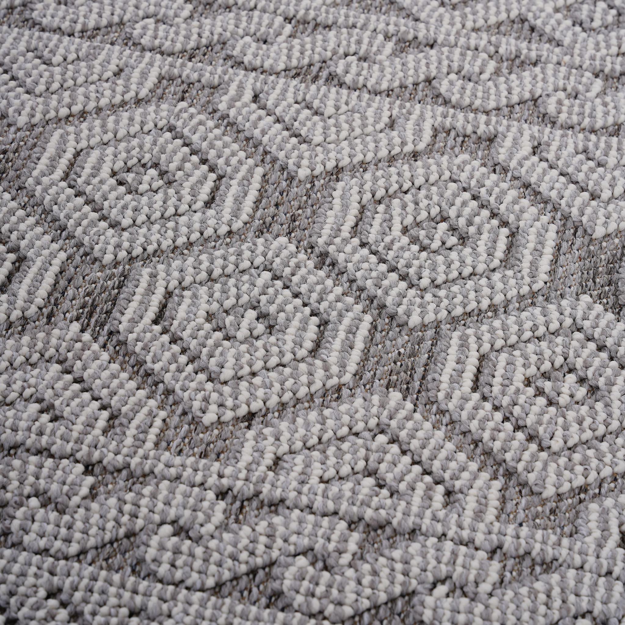 6x9 Stain Resistant Geometric Indoor Outdoor Area Rug, Kid and Pet-Friendly Non-Shedding Carpet, 93" L x 79" W x 0.3" H, Gray+White