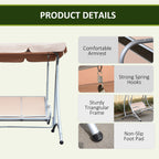 3-Seat Outdoor Porch Swing Chair, Patio Swing Glider with Adjustable Canopy, Breathable Seat, and Steel Frame for Garden, Poolside, Backyard, Beige