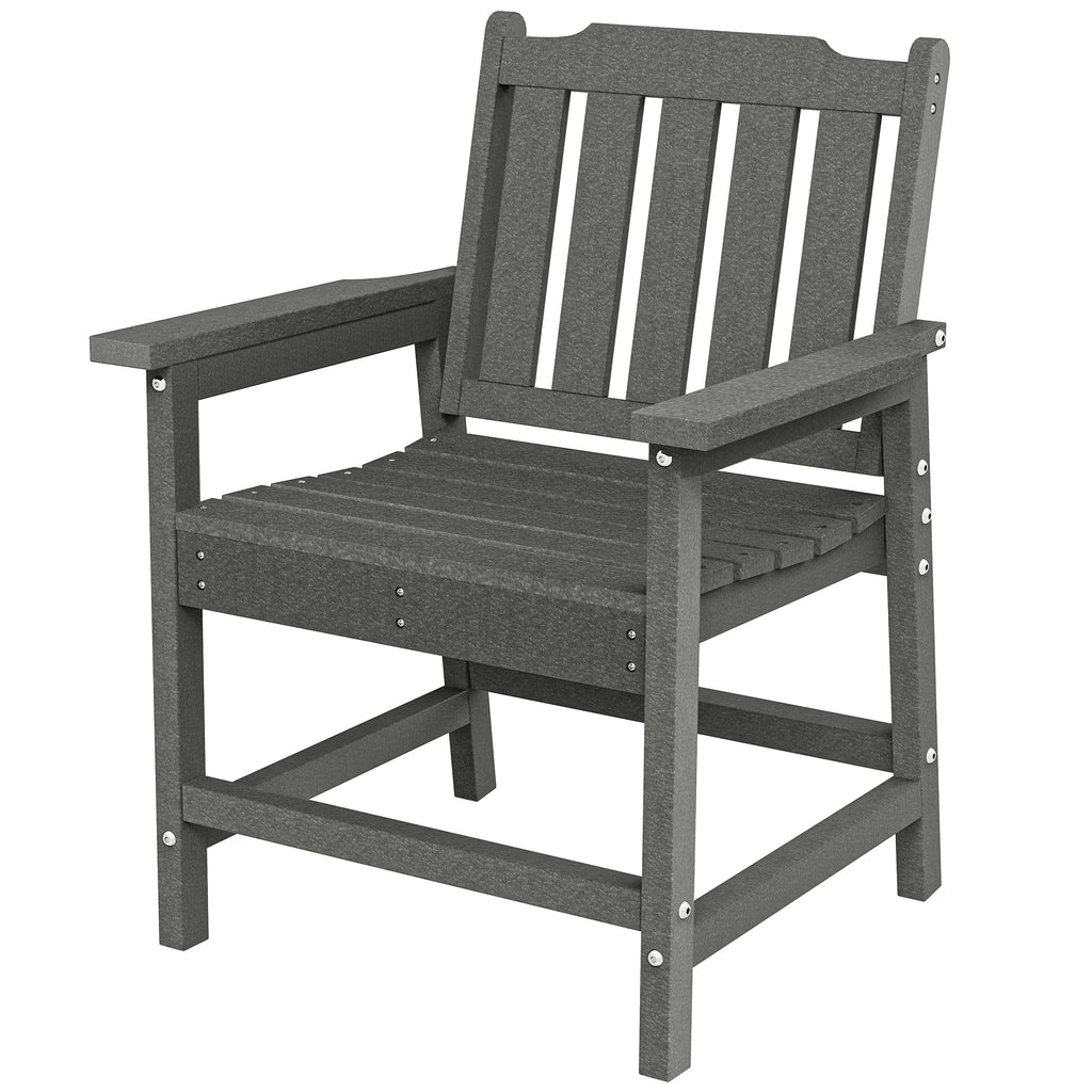 All-Weather Patio Chair, HDPE Patio Dining Chair, Heavy Duty Wood-Like Outdoor Furniture for Garden, Backyard, Deck, Porch, Lawn, Gray