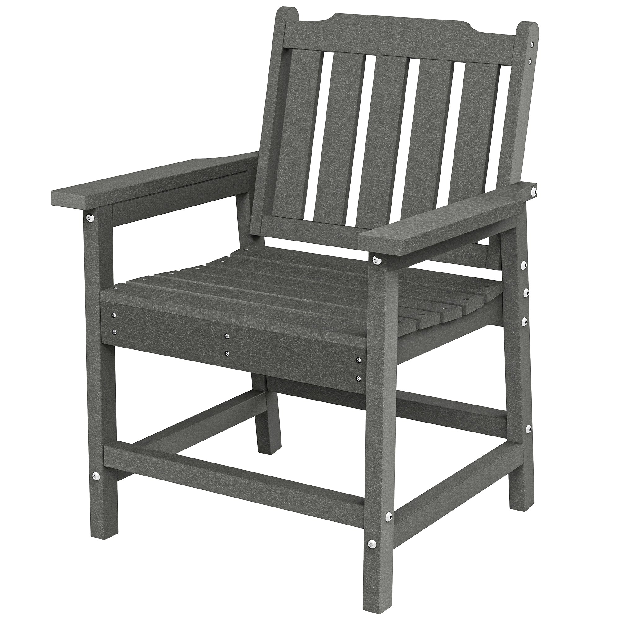 All-Weather Patio Chair, HDPE Patio Dining Chair, Heavy Duty Wood-Like Outdoor Furniture for Garden, Backyard, Deck, Porch, Lawn, Gray