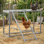 Chicken Activity Play with Swing Set for 3–4 Birds, Wooden Chicken Coop Accessory with Multiple Perches & Hen Ladder, Gray