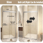 Double Sliding Shower Door with Explosion-Proof Safety Film, Durable Aluminum Panel for Bathroom, 54" L x 0.5" W x 72" H, Brushed Nickel