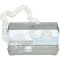 Small Animal Cage for Gerbil or Dwarf Hamster w/ Tubes, Exercise Wheel, Food Dish, Water Bottle, 23" x 13" x 12", Gray