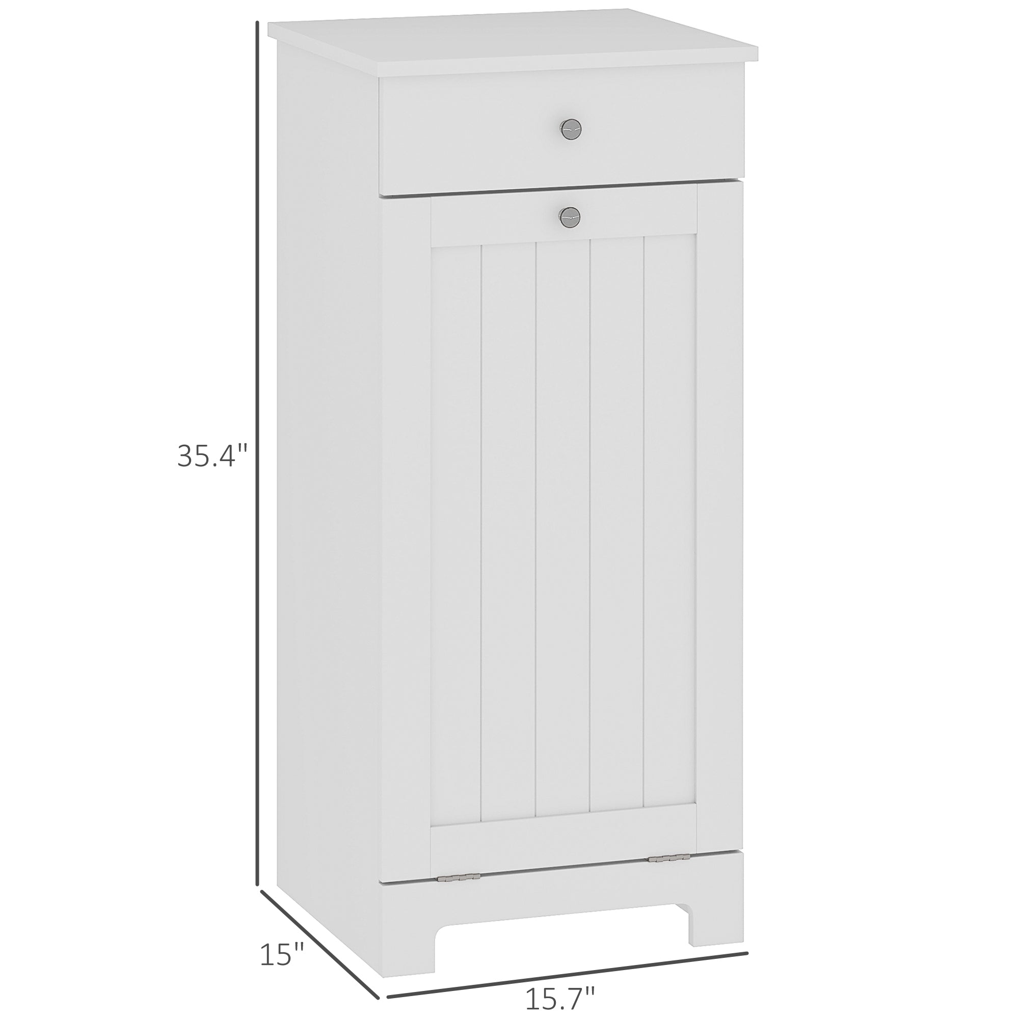 Laundry Hamper Cabinet, Laundry Cabinet with Tilt Out Laundry Basket and Drawer, White