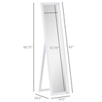 Full Length Glass Mirror, Freestanding or Wall Mounted Dress Mirror for Bedroom, Living Room, Bathroom, White