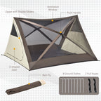 2-3 People Pop Up Camping Tent Waterproof Automatic Instant Tent Portable Cabana Beach Tent with Rainfly, Carry Bag, Windows and Doors, Outdoor Camping Hiking Indoor