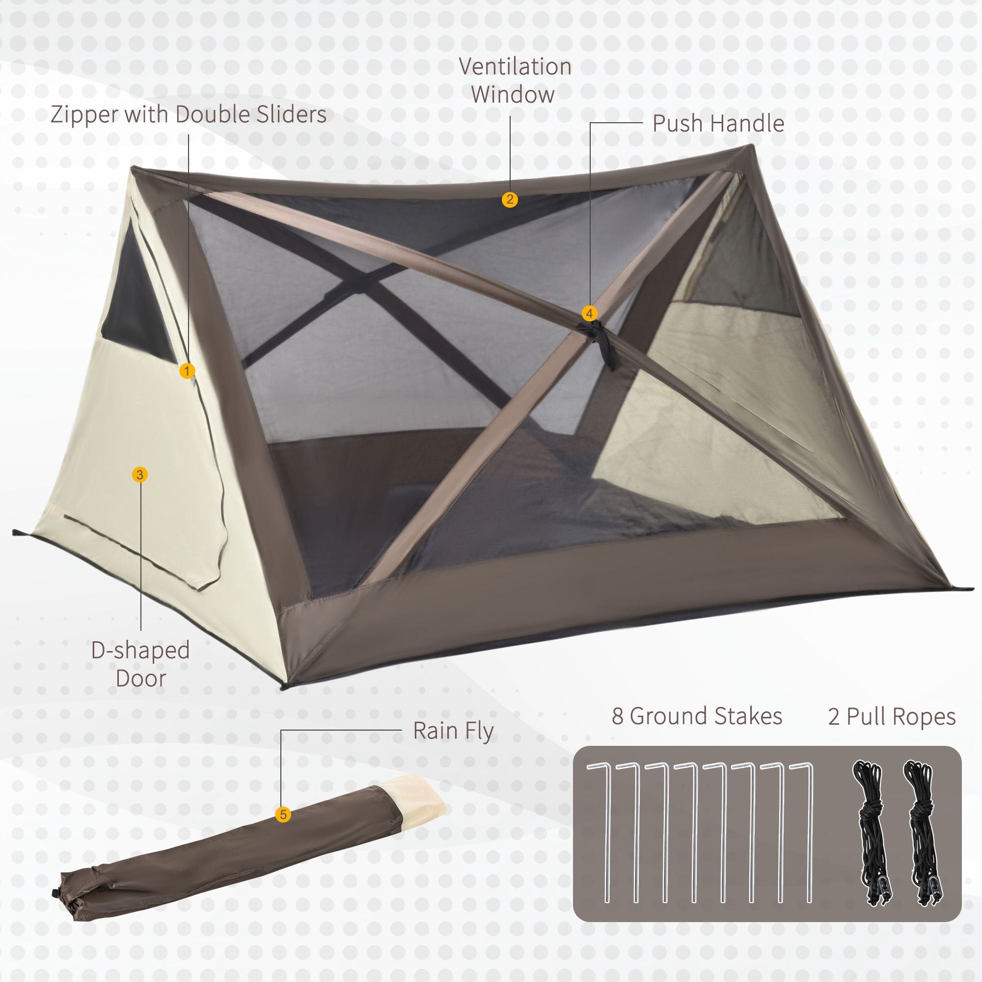 2-3 People Pop Up Camping Tent Waterproof Automatic Instant Tent Portable Cabana Beach Tent with Rainfly, Carry Bag, Windows and Doors, Outdoor Camping Hiking Indoor