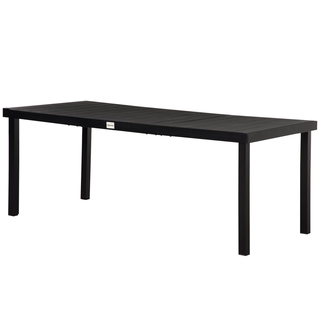 75" x 35" Outdoor Dining Table for 8 People, Rectangular Aluminum Frame Garden Table with All-Weather Faux Wood Top for Lawn, Patio, Black