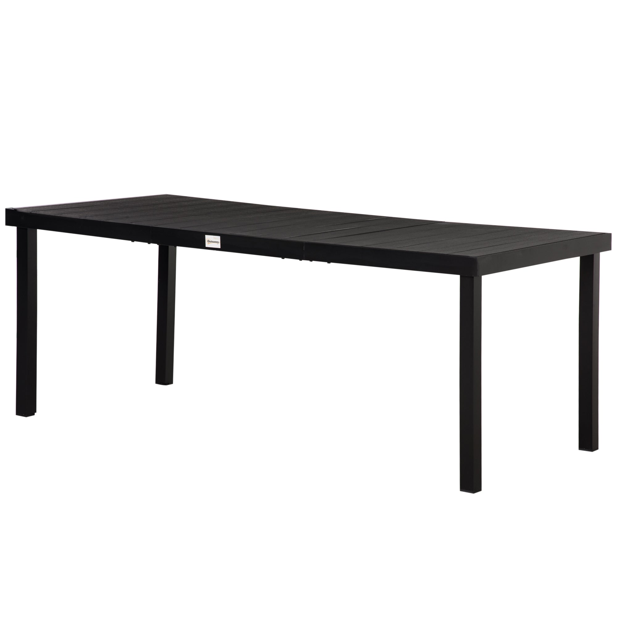 75" x 35" Outdoor Dining Table for 8 People, Rectangular Aluminum Frame Garden Table with All-Weather Faux Wood Top for Lawn, Patio, Black