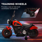 6V Kids Motorcycle w/ Training Wheels, Single-Button Start, Red