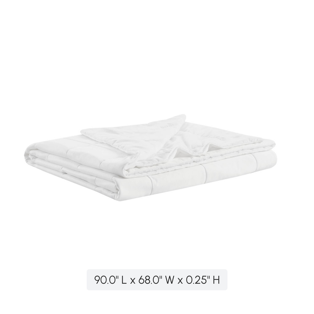 Twin Size Lightweight Down Alternative Blanket with Cool Touch, OEKO-TEX Certified, Machine Washable, 90" L x 68" W x 0.25" H, White