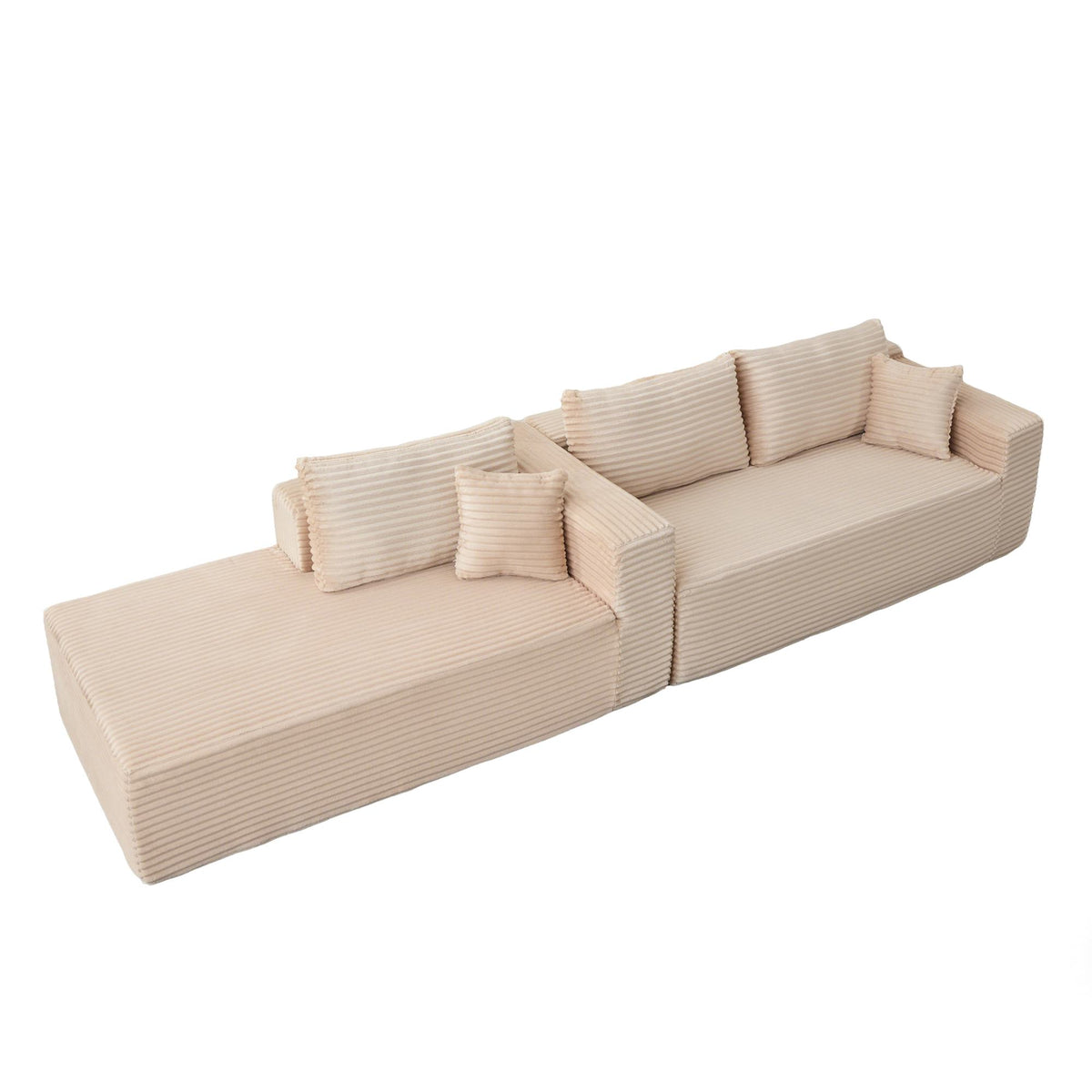 Compressed Sofa Minimalist Sectional with Comfy Chaise, Modular Oversized Sofa for Living Rooms, 110'' L x 70.5'' W x 23.5'' H, Beige