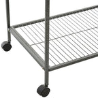 Rolling 65"L Bird Cage w/ Storage Shelf Wood Perch Food Container
