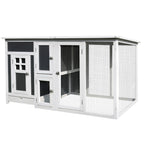 63" Chicken Coop Wooden Chicken House Rabbit Hutch Poultry Cage Hen Pen Backyard PC Roof with Run Box