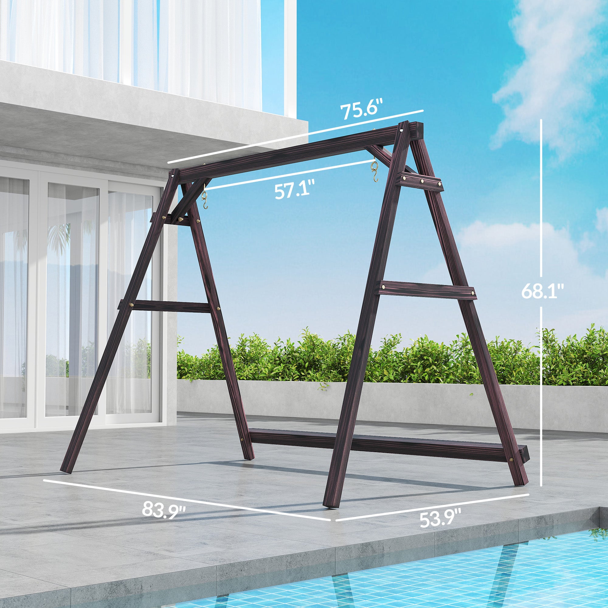 Porch Swing Frame, Heavy Duty A-Frame Hanging Chair Stand Only with Reinforced Bars for Porch, Garden, Backyard