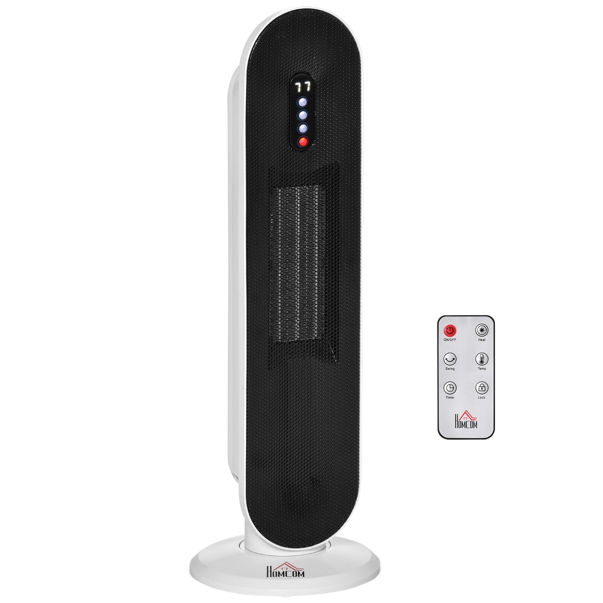 Oscillating Ceramic Tower Indoor Space Heater for Home, Adjustable Thermostat, 24H Timer & Remote Control, Tip-Over and Overheating Safety Protection, 25 Inches, 1500W/1000W