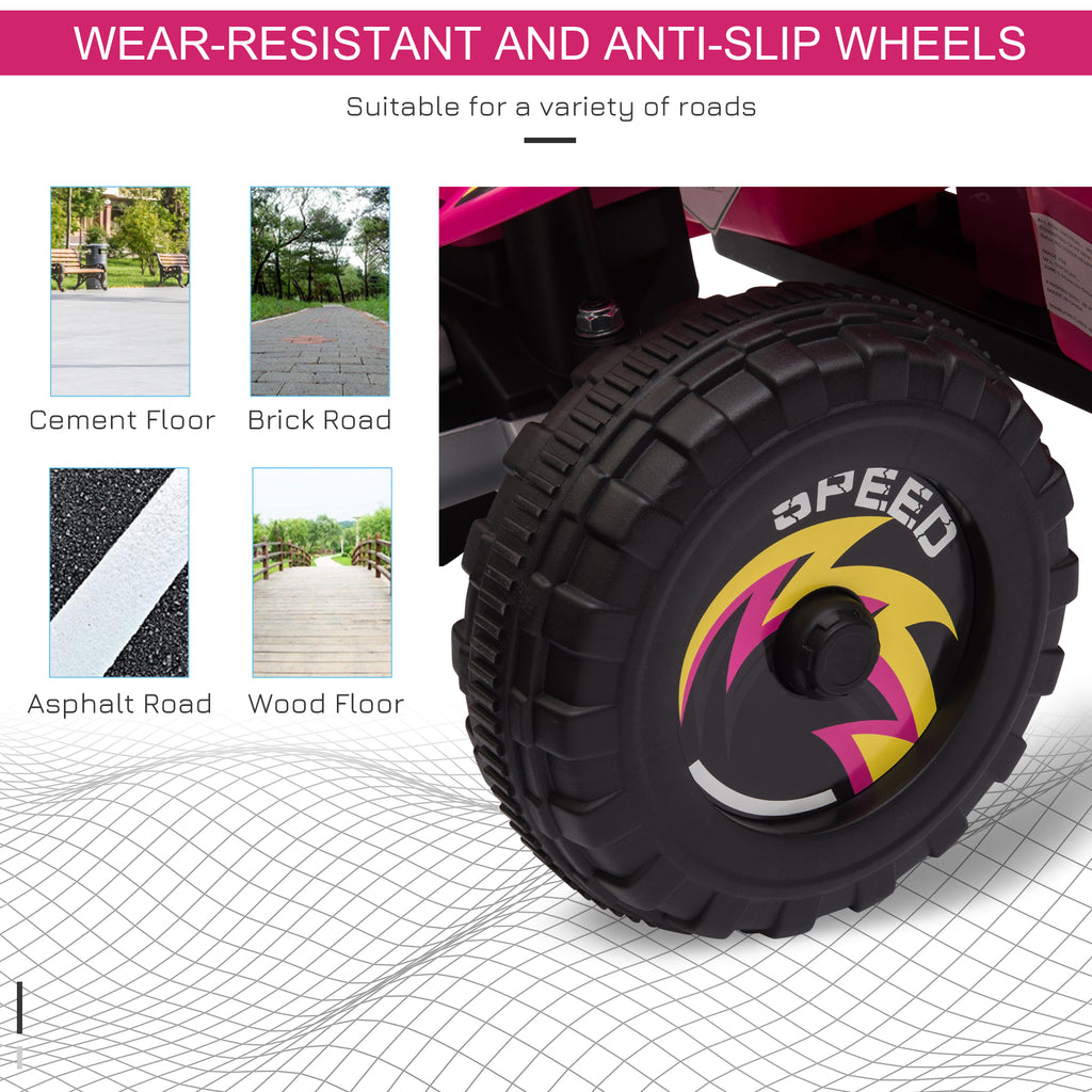 6V Kids ATV 4-Wheeler Ride on Car, Electric Motorized Quad Battery Powered Vehicle with Forward/Reverse Switch for 18-36 Months Old Toddlers, Pink