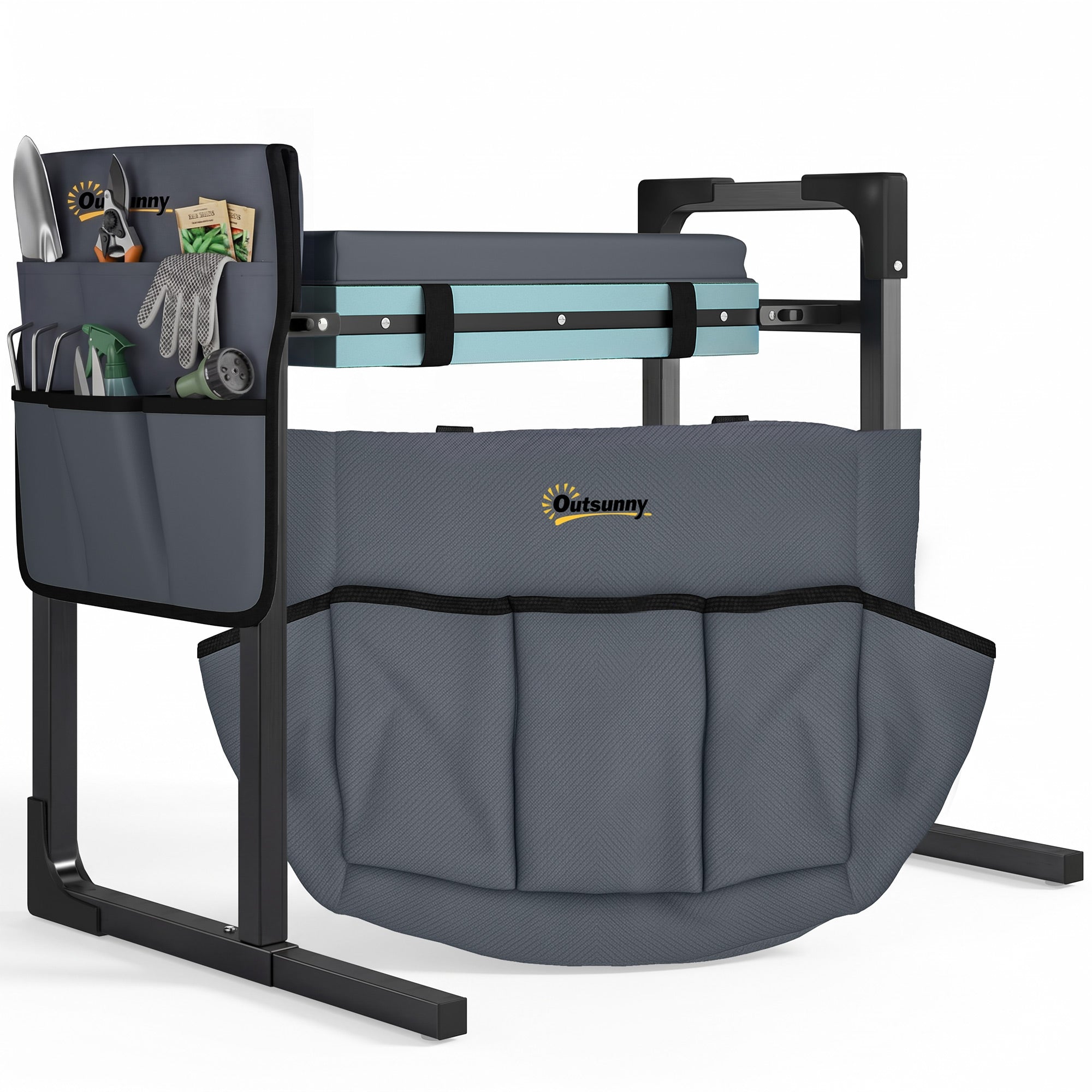 Garden Kneeler and Seat, Heavy Duty Foldable Gardening Stool with Thicker Soft Kneeling Pad, Extendable Steel Leg