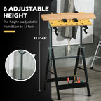 Work Bench Tool Stand with Adjustable Height and Angle, Carpenter Saw Table with 4 Clamps, Steel Frame, 220lbs Capacity