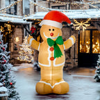 6ft Christmas Inflatable Gingerbread Man, Outdoor Blow-Up Yard Decoration with LED Lights Display
