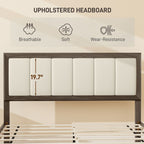 Full Bed Frame with Headboard Full Size Platform Bed Frame with Wooden Slats No Box Spring Needed Charcoal Gray