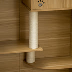 Luxury Cat House with Wheels, Kitty Cage Catio Villa for Indoor Cats with Scratching Posts, Condo, Flap Door, Cushion, Oak, 31.5" x 20" x 48.5"