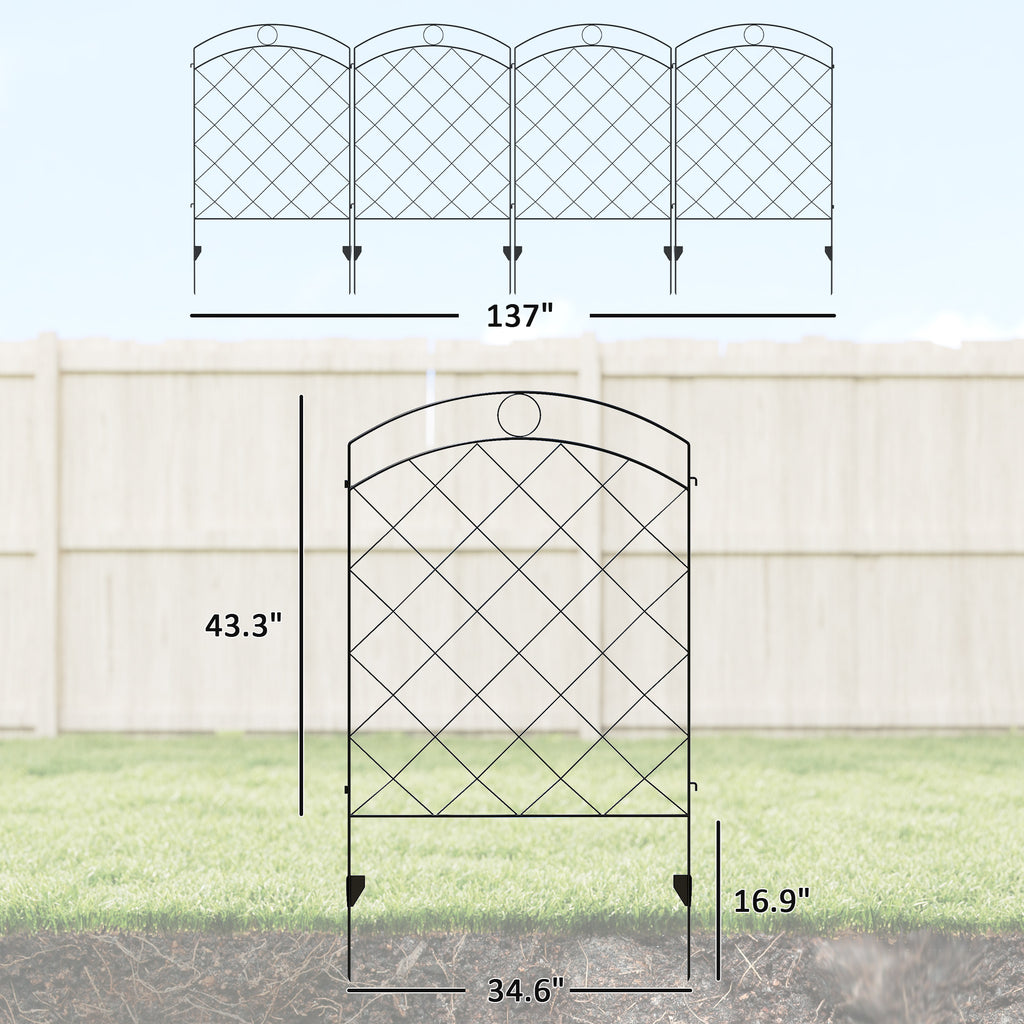 4 Pack Garden Fencing for Yard, Decorative Fence Panels as Flower Edging, Circle