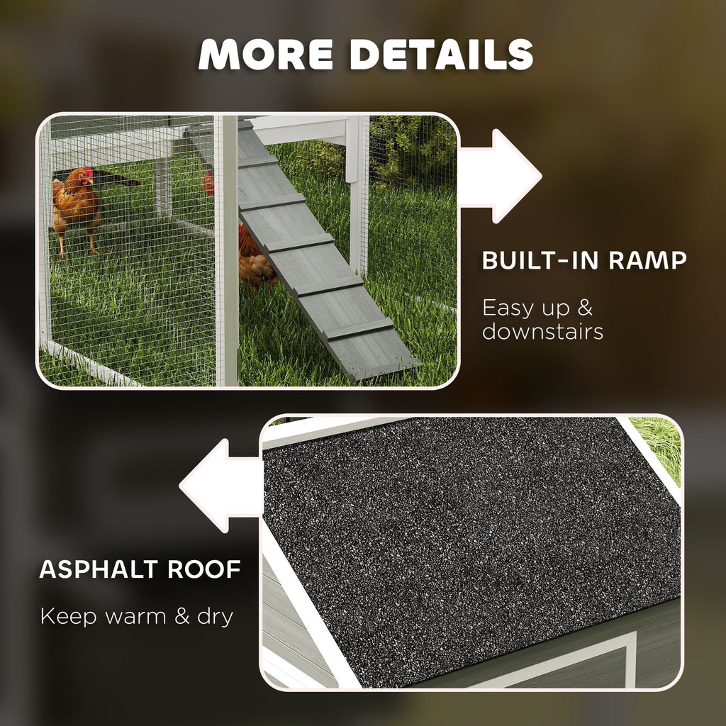 137" Wooden Chicken Coop for 4-6 Chickens, Backyard, Dark Gray