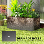 Metal Planter Box with Trellis, 71" Tall Raised Garden Bed with Privacy Screen and Drainage Holes, Banana-Leaf Cut-Outs