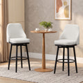 Bar Height Bar Stools Set of 2, Modern 360° Swivel Kitchen Chairs with Steel Legs and Footrest, 29.5 Inch Seat Height Upholstered Barstools for Kitchen Island, Cream White