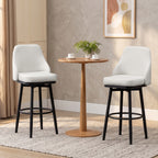 Bar Height Bar Stools Set of 2, Modern 360° Swivel Kitchen Chairs with Steel Legs and Footrest, 29.5 Inch Seat Height Upholstered Barstools for Kitchen Island, Cream White