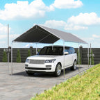 9.6' x 19.5' Carport Heavy Duty Galvanized Car Canopy w/ Included Anchor Kit, 3 Reinforced Steel Cables, Gray