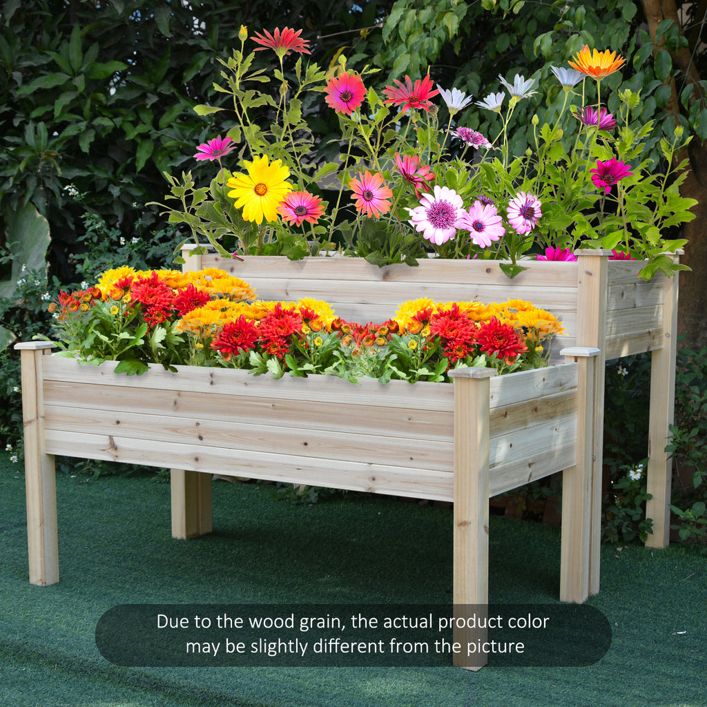 Two-Tier Wooden Elevated Garden Bed with Legs, Large Capacity 45x45 Outdoor Planter for Vegetables, Flowers, and Herbs, Ideal for Gardeners, Natural