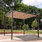 10' x 10' Outdoor Pergola Aluminum Gazebo w/ Retractable Canopy for Patio, Backyard, Party, Brown