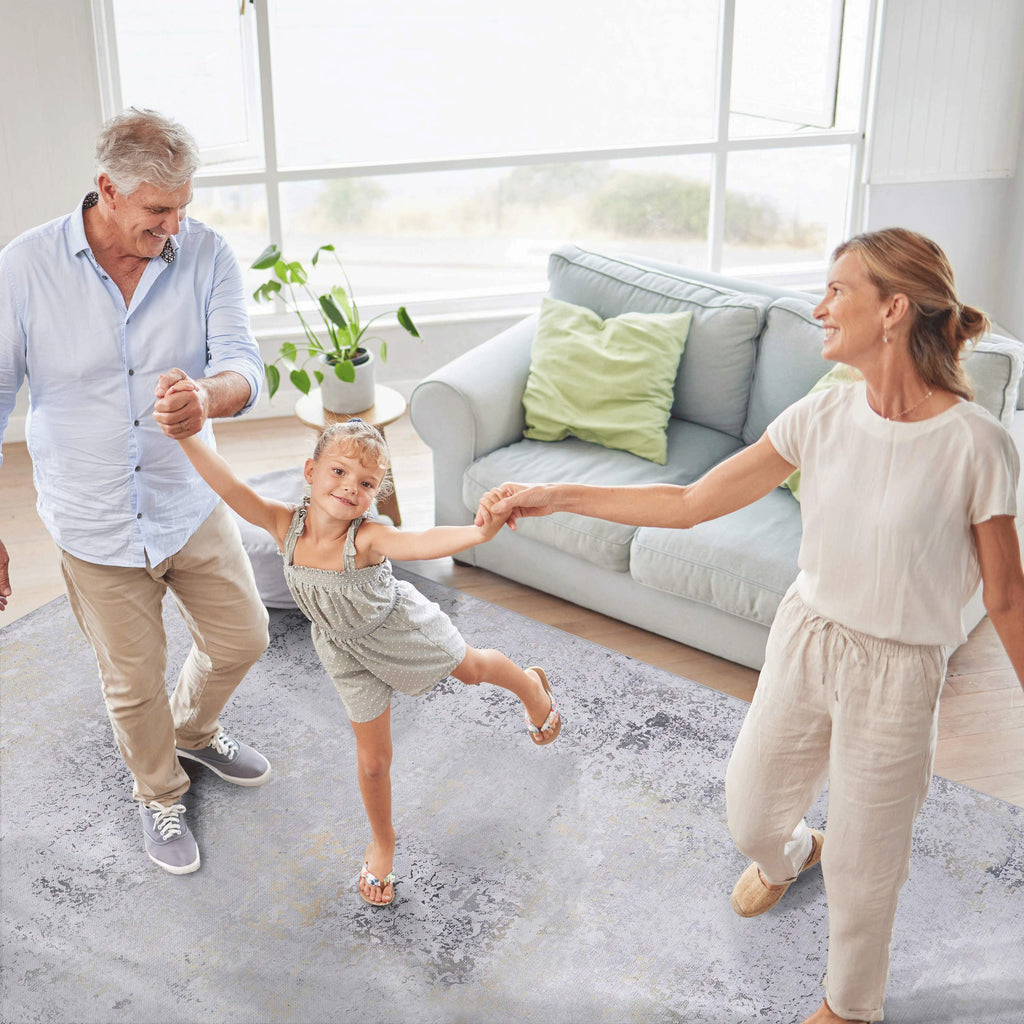 8x10 Non-Slip Machine Washable Area Rug with Low-Pile, Non-Shedding Kid and Pet Friendly Carpet, 96" L x 120" W x 0.15" H, Gray