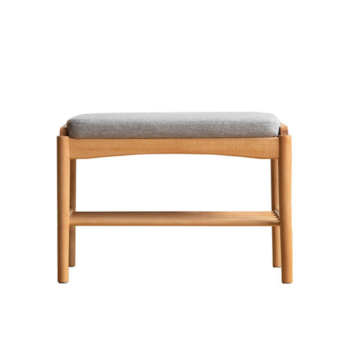 Mid-Century Shoe Bench with High-Rebound Sponge Cushion, Sturdy Shoe Rack with Slatted Compartment, 23.5″ L x 12″ W x 16.5″ H, Natural