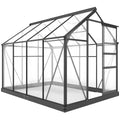 Polycarbonate Greenhouse, Heavy Duty Outdoor Aluminum Walk-in Green House Kit Vent Door, 6.2'x8.3'x6.6' Gray